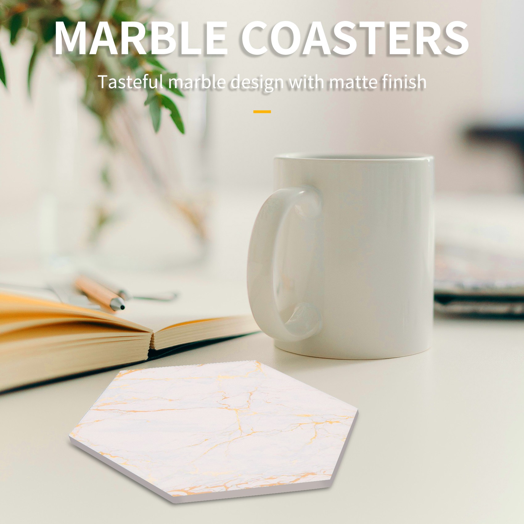 Marble Coaster Set - 8 PC Coaster untuk Minuman Penyerap