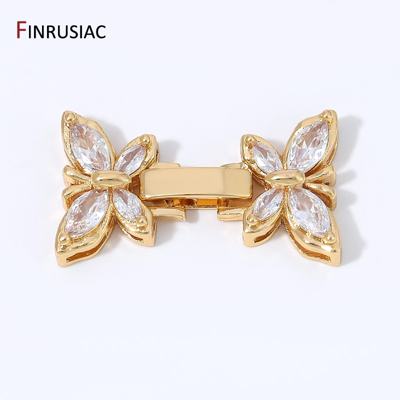 Gold Plated Jewelry - Kancing Kupu-kupu Zirkon Marquise Berlapis Emas
