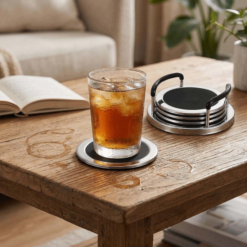 6 Buah/Set Tatakan Gelas Baja  - Marble Coaster Set ulasan dan harga